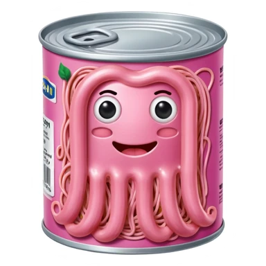 pink Spaghetti slop oozing out of a spam can sticker