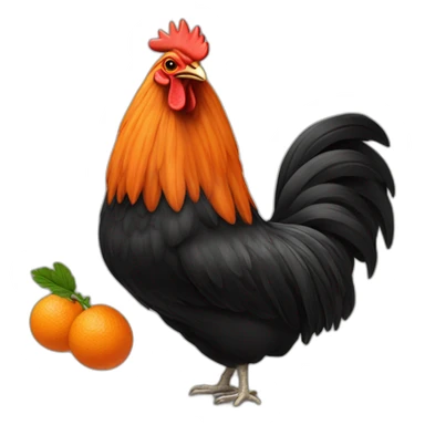 Gallo negro y naranja sticker