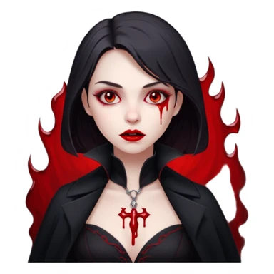 Women Vampire with black coat dress and eyes should be red with blood sticker