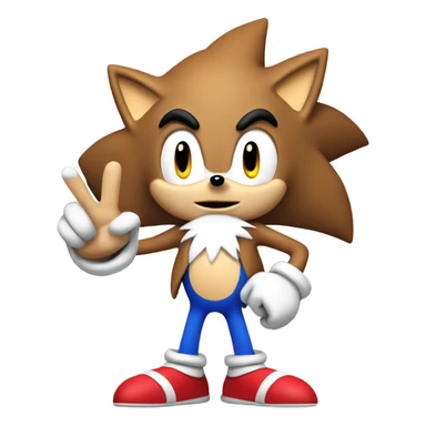sonic the hedgehog holding up a peace sign sticker