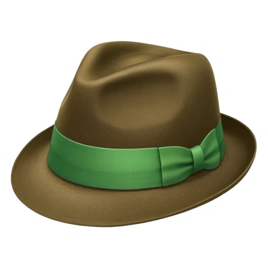 a fedora emoji with a green band, tilted to the right sticker