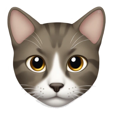 brown/greyish cat with white under his chin and on his chest and a thin line around his eyes sticker