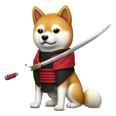 un perro shiba-inu ninja con katana sticker