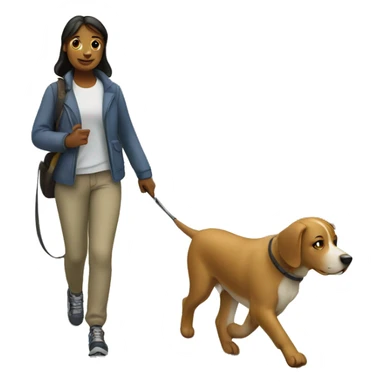 Dog walking with girl sticker