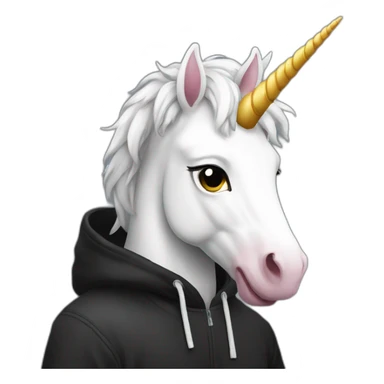 licorn in a black hoodie sticker