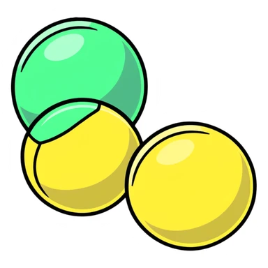 two balls pressed together, no gap sticker