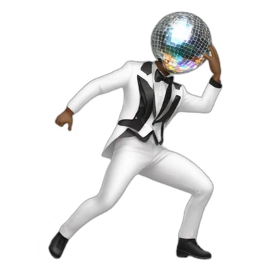 a man dancing with a discoball-like costume sticker