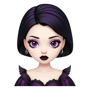 pretty bratz baddie, pale skin, black hair, gothic style sticker