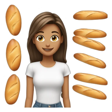 girl brow hair smiled in front of 4 baguettes  sticker