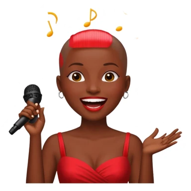 Classic mustang dark women with shaved head sing happy birthday sticker