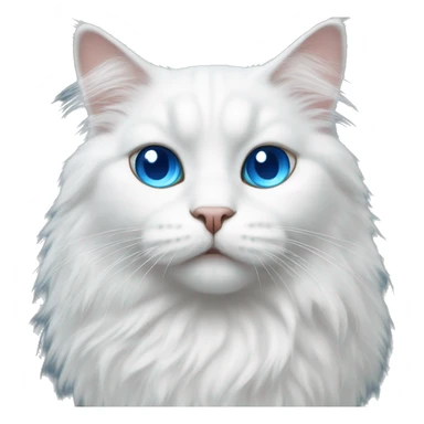 A white fluffy cat with blue eyes sticker
