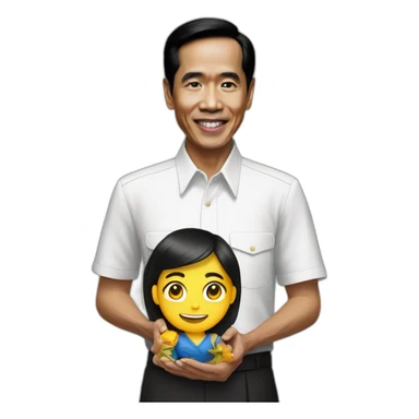 Jokowi holding idol girl sticker