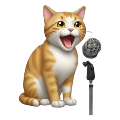 cat singing into mic sticker