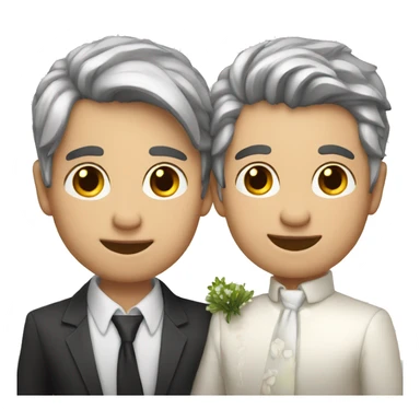 Gay couple, silver fox, younger boy, married, kissing sticker