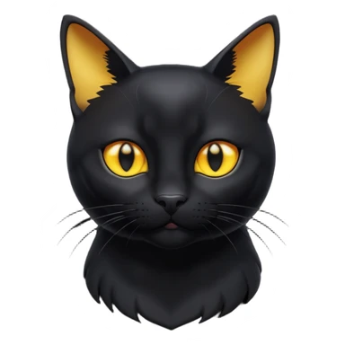 A 3D cartoon jet-black Bombay cat with glossy fur, bright golden eyes, dramatic contrast lighting, Memoji-style cinematic look. full body or half body. sticker