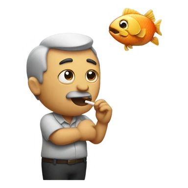 dad eating a fish while smoking a cigarette  sticker