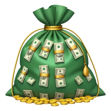 Luxury 3D emoji, overflowing money bag, stacks of cash, premium lighting, rich glossy look, ultra clean, transparent background


 sticker