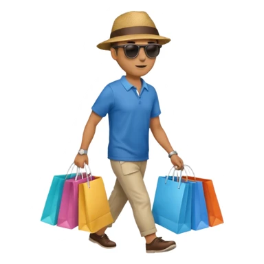 man walking with shopping bags sticker