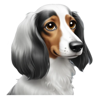 Long-haired black and white dachshund sticker