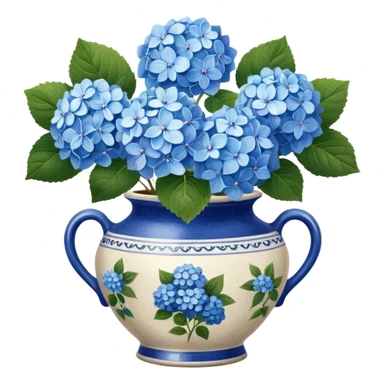 Hydrangeas in vintage vase sticker