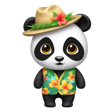 Panda in a Hawaii outfit sticker
