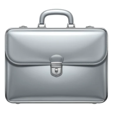 A luxury briefcase emoji made of polished silver chrome, smooth rectangular shape, metallic reflections, minimal high-end design, swag business aesthetic, iOS emoji style, centered, clean white background
 sticker