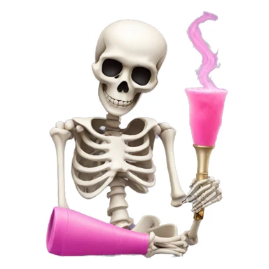 Skeleton with pink hookah  sticker