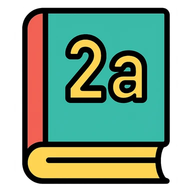 icon with a book and text '2а', friendly style, for schoolchildren sticker
