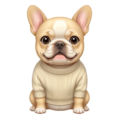 Cream colored French bulldog in a sweater  sticker