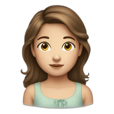 Young girl with brown hair and cute round face sticker