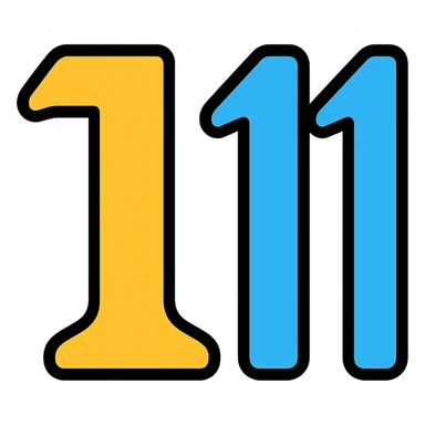 the number eleven represented using Greek alphabet letterforms, stylized, colorful lineal icon with black outlines sticker