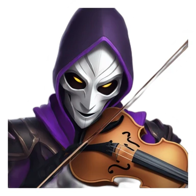 Jhin from league of legend playing violin and wearing his mask on his face (high quality mask) sticker