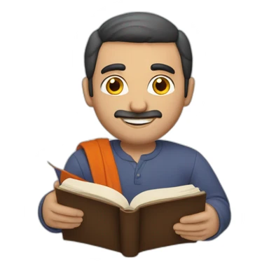 Armenian men reading book and looking at camera and smiling  sticker