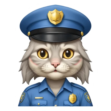 grey long-haired cat police sticker