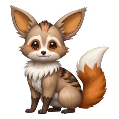 Civet-Minccino-Cacomistl-Eevee-Trico-hybrid-fusion (full body) sticker
