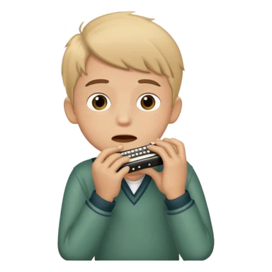 Boy playing the harmonica sticker