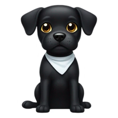 A small black dog with a White spot on stomach with sock in mouth sticker