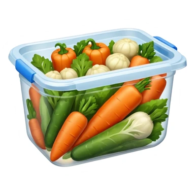 cooked vegetables in plastic container sticker