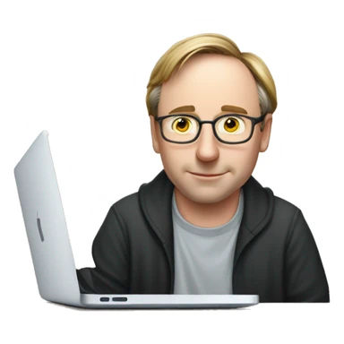 linus torvalds working on a macbook sticker