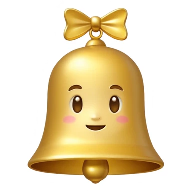 golden bell emoji,
cute emoji style, mobile game emoji,
soft 3D look, smooth gradients,
white outline sticker style,
no background sticker