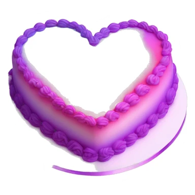 Iridescent gradient hue heart shaped cake with piping sticker