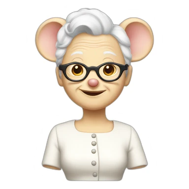 old jerry mother mouse with spectacles and white hair and white dress sticker