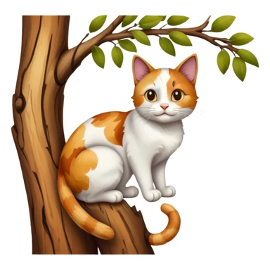 Poster of a cat grabbing onto a tree branch sticker