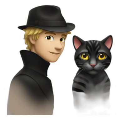 Chat noir avec chat tigrée sticker