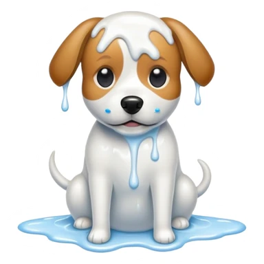 dog covered in milk sticker