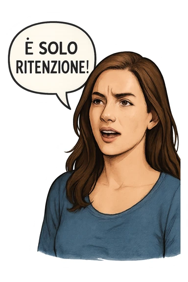 DONNA REALISTICA CHE DICE IN UN FUMETTO ALLA SUA SINISTRA: "è SOLO RITENZIONE!" sticker