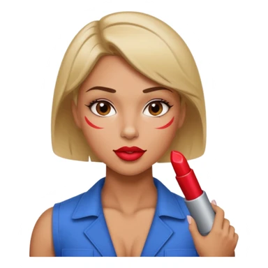 Hot engineer with lipstick kiss mark on cheek and muscles sticker