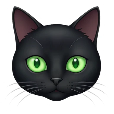 Black cat white chin green eyes sticker