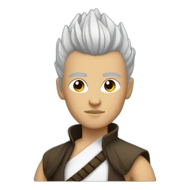 Jedi Half body white skin black hair Mohawk style sticker