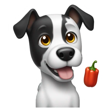 Black and White Dog holding a pepper shaker sticker